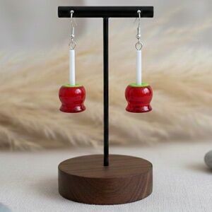 Green Candy Apple with Red Syrup - Handmade Earrings